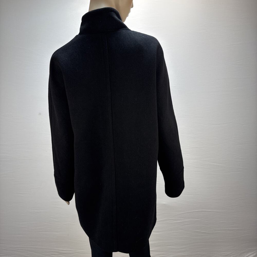 J Crew Womens Classic City Coat Size 12 Black Wool Blend Mock Neck Minimalist‎ - Picture 4 of 8